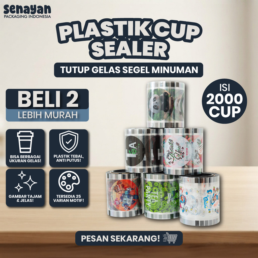 Cup Sealer Isi 2000 Cup / Plastik Lid Cup Sealer / Tutup Gelas / Tutup Minuman Gelas / Cup Minuman