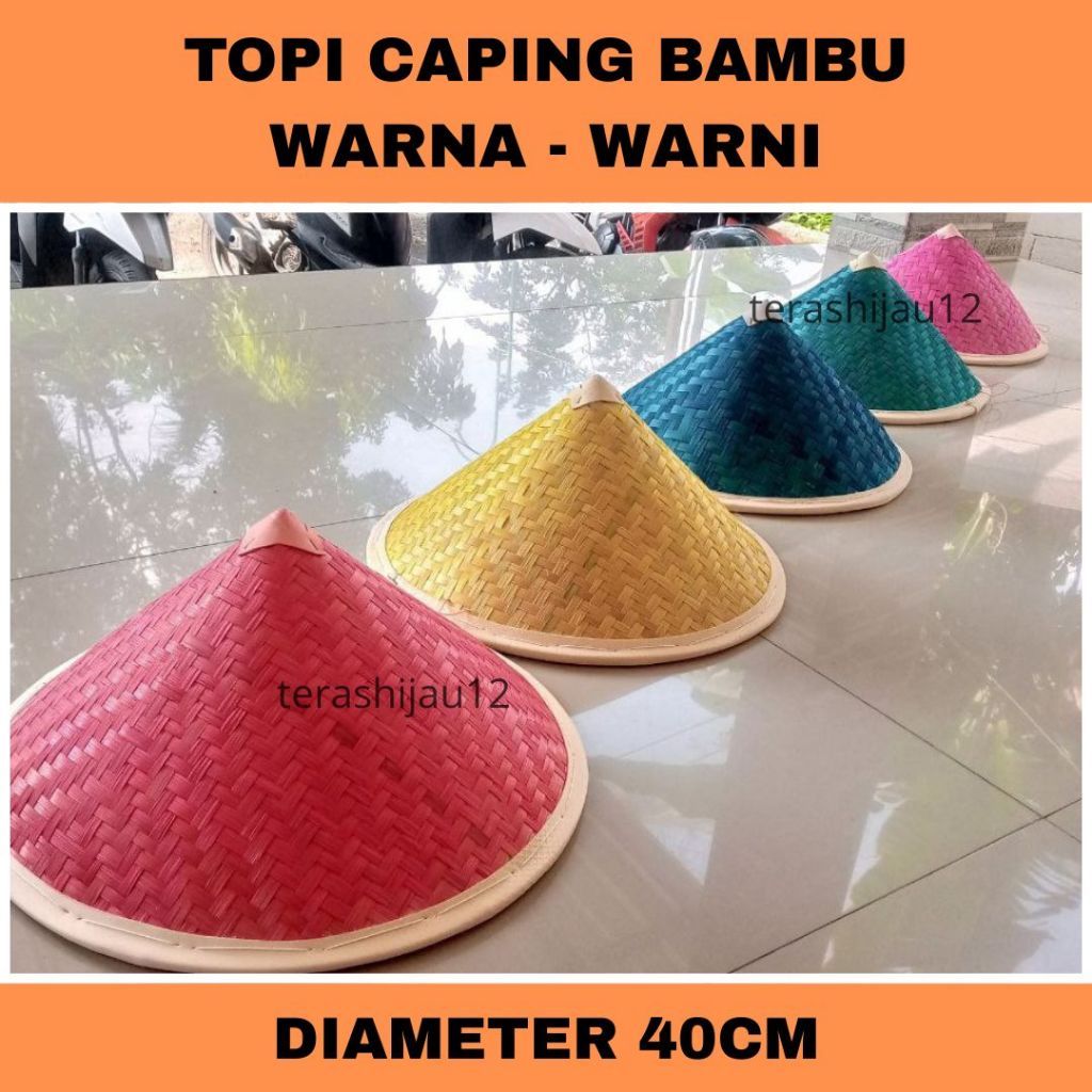 Terbaru Caping bambu warna warni,topi caping bambu warna warni ospek mos pmb murah