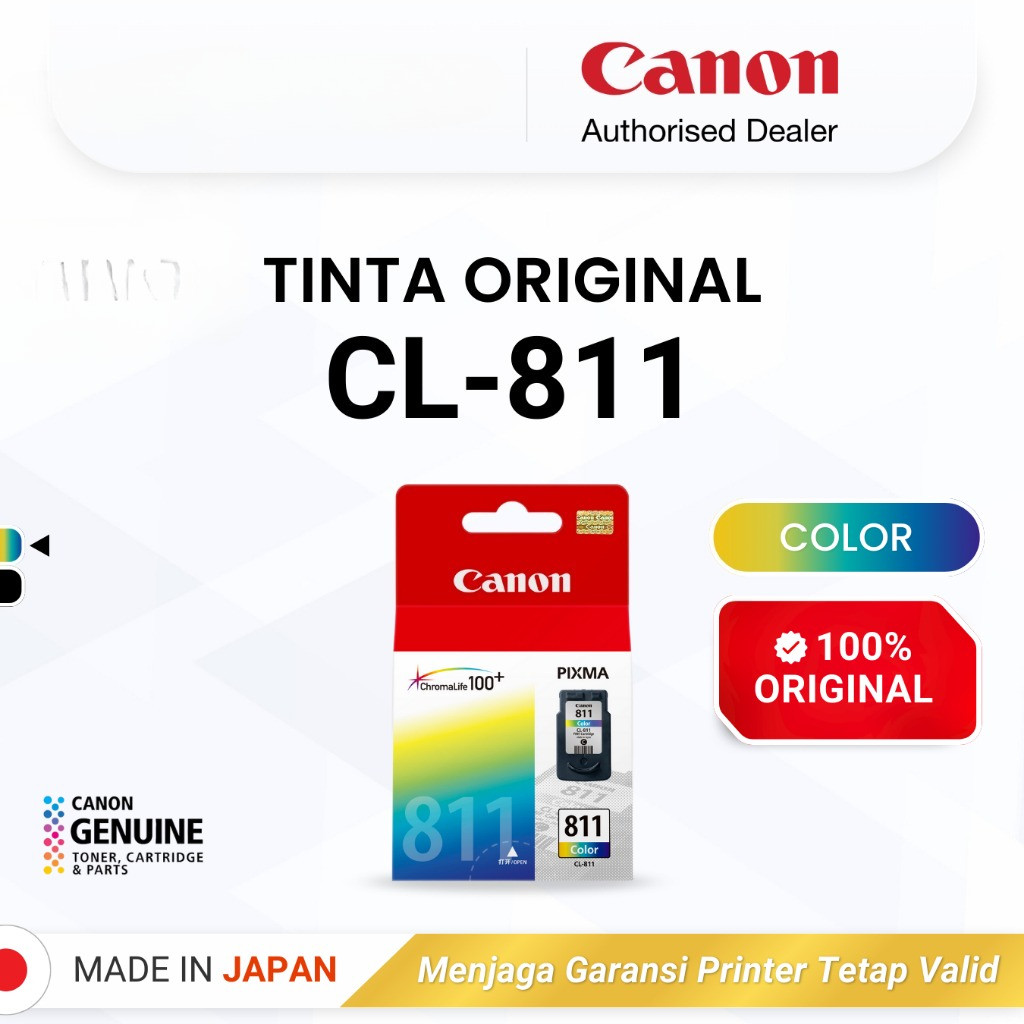 100% ORIGINAL Tinta Canon CL 811 Color - Printer iP2770 MP258 MP287 - Tinta Asli