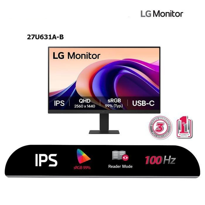 LG MONITOR G5 27 INCH 27U631A-B IPS QHD 1440P 5MS 100HZ HDR10 HDMI+USB-C SPEAKER TILT 3Y