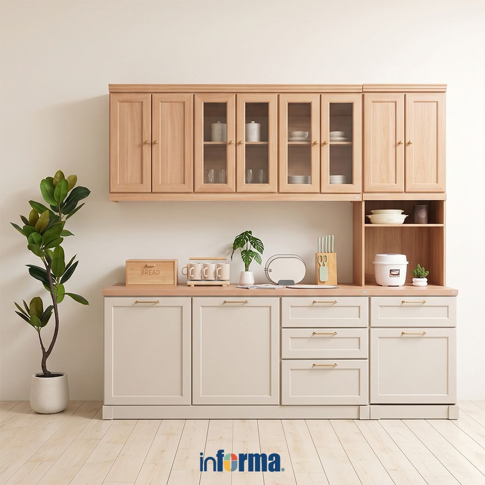 Informa Prosmont Kitchen Set - Abu-Abu Taupe/Cokelat Oak Kitchen Cabinet Set Paket Kabinet Dapur Mod