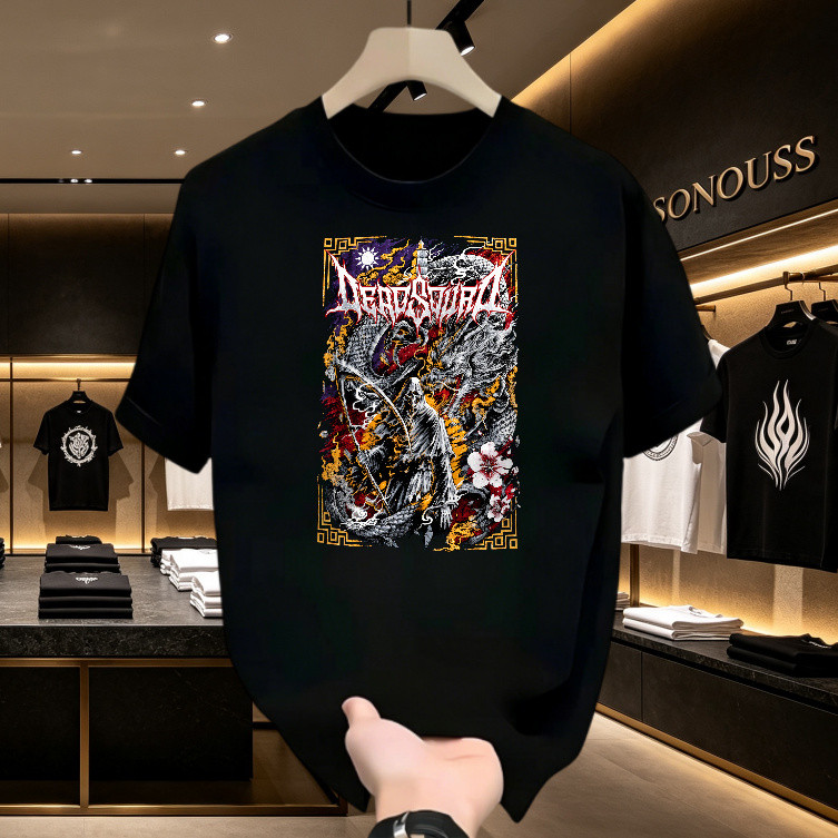 Kaos Pria Distro Original 100% Motif Naga Jepang, Harimau, Samurai Dan Bunga Sakura, T-shirt Oversiz
