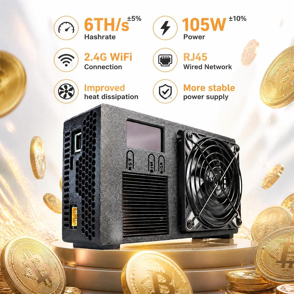 Lucky B131 Bitcoin Miner SHA256 SOLO Latest BM1373 Chip 5~6TH/s Hash Rate for Mining Harde