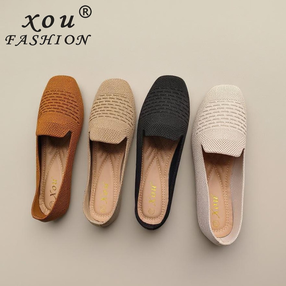 ZABRIN.ID  XOU FASHION Flat Shoes Rajut Gratica Kain Wanita Merk Original Rajut Nyaman & Elegan