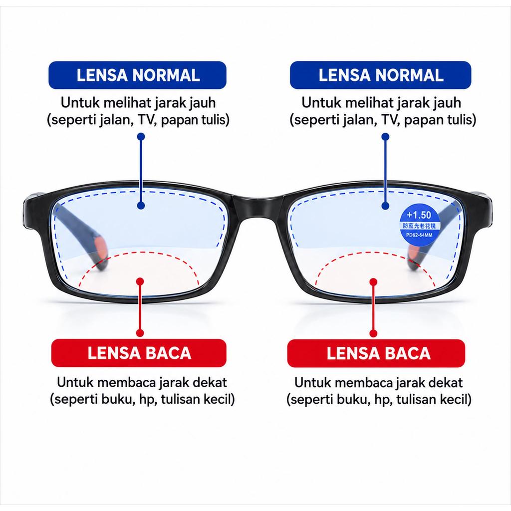 Kacamata Baca 3053 Double Lensa Anti Radiasi Fashionable McQueen Accessories Indonesia