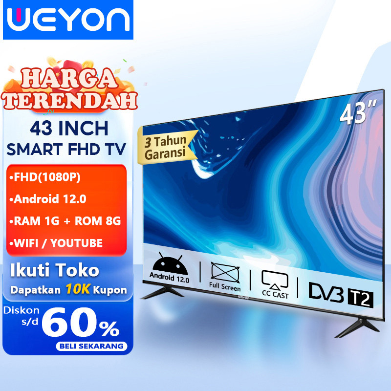 WEYON Sakura 43 inch Smart Digital TV 43 inch TV Smart Led 43 inch  Led TV Murah Promo-Mirroring - B