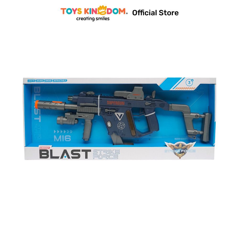 Toys Kingdom Cruzer Blast Strike Force Vector Kriss - Abu-Abu/Biru Mainan Blaster Dart Foam Target S