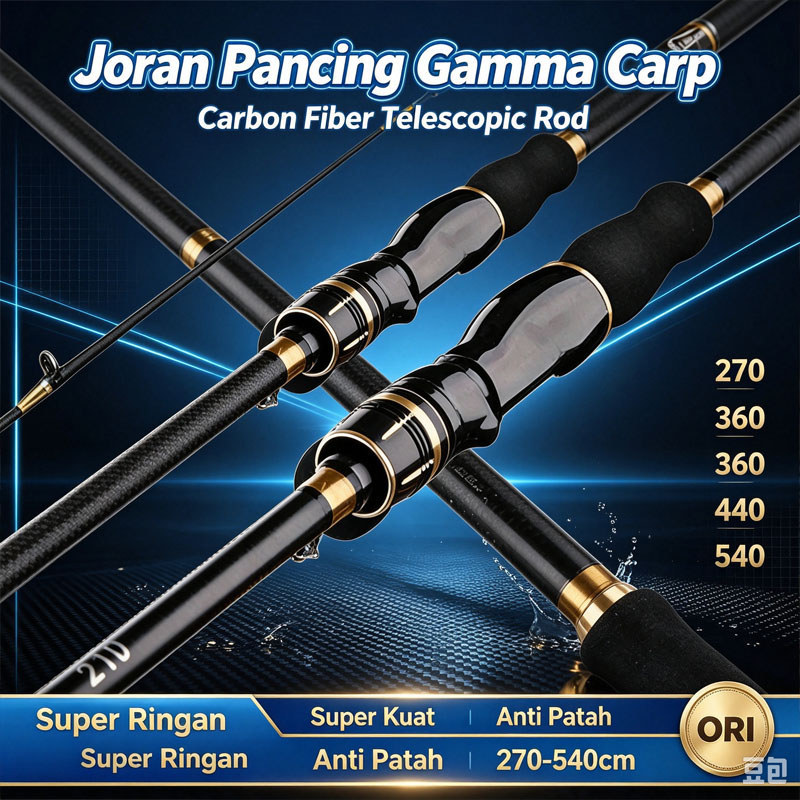 Set Joran Pancing Spinning Casting 1.6‑2.4m Bahan Fiberglass Max Drag 20kg Anti Patah, Paket Tongkat