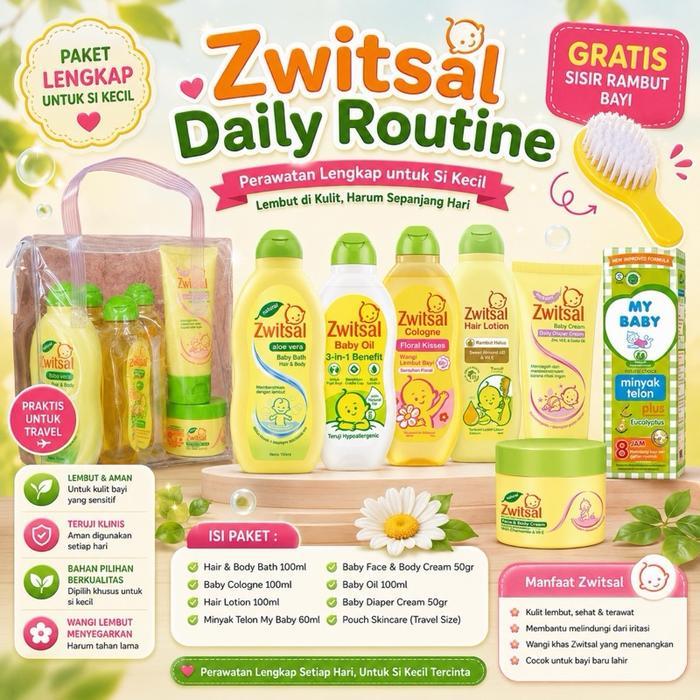 [ZWITSAL] Baby Skincare ZWITSAL Daily Routine | Paket ZWITSAL Harian Perawatan Bayi Baru Lahir | ZWI
