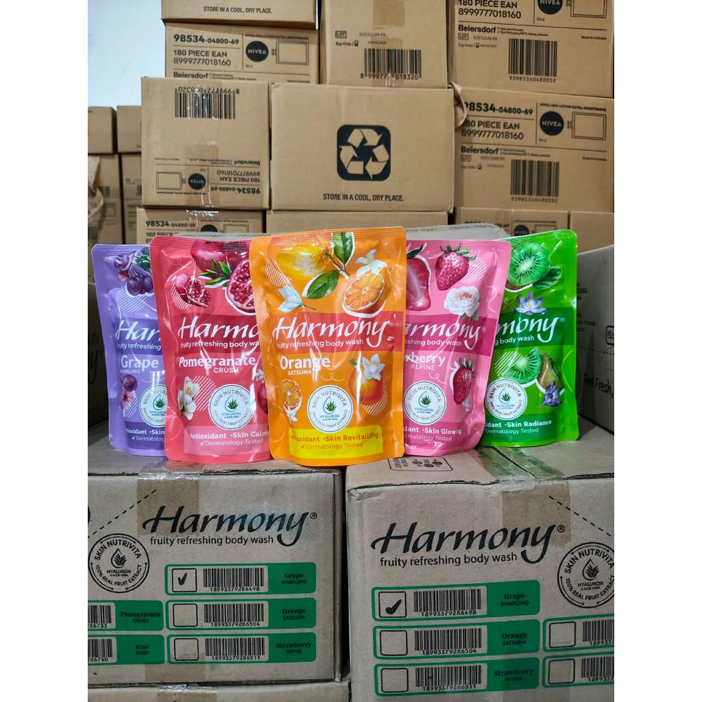 (KARTON) HARMONY Sabun Mandi Cair Wangi Buah Neto 400ml - Sabun Mandi Aroma Buah