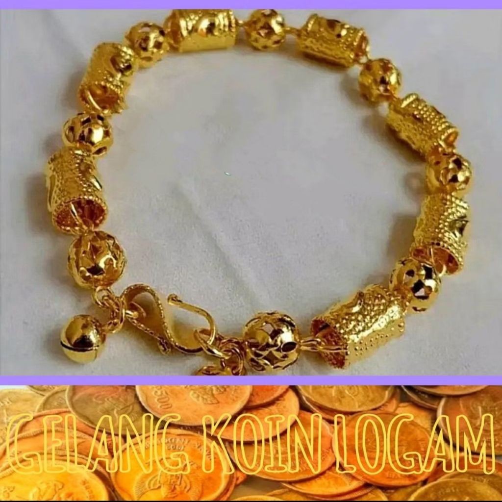 gelang tangan koin asli 1991 warna emas gelang tangan bambu bahan titanium anti luntur