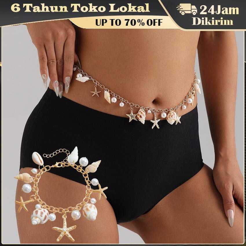 Rantai Tubuh Bohemian Shell Mutiara Bintang Laut / Aksesoris Pinggang Wanita Conch Liontin Fashion /