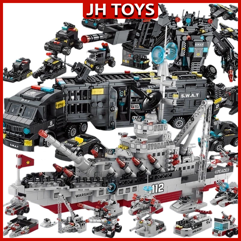 SAMULSHOP JH TOYS Kapal Perang Bricks Polisi SWAT 3D Puzzle Susun Edukasi Mainan kapal induk Mainan 