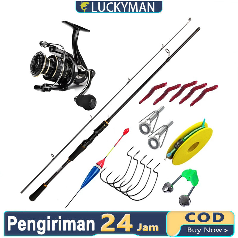 LUCKY MAN Reel Pancing Full Besi Pancing 2000 3000 Pancing 1 Set Lengkap Kuat Pancing Casting Full S