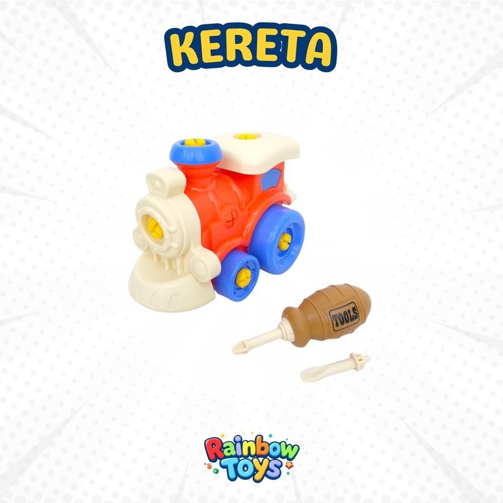 Mainan Anak Kereta Bongkar Pasang Manual Train Little Engineer 3 4 5 Tahun