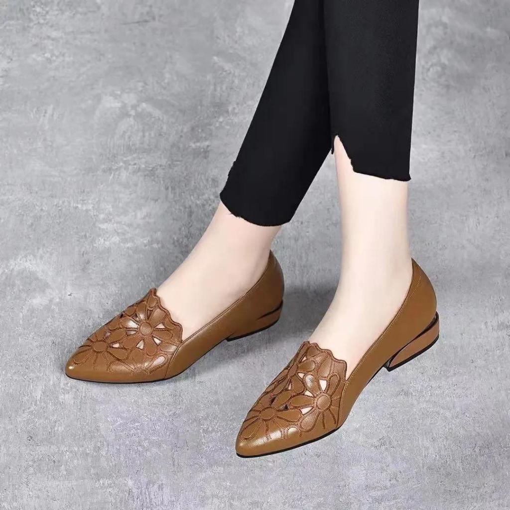 GOLIASPOTSHOP  Sepatu Heels Pantofel Wanita Kulit Sintetis 3cm