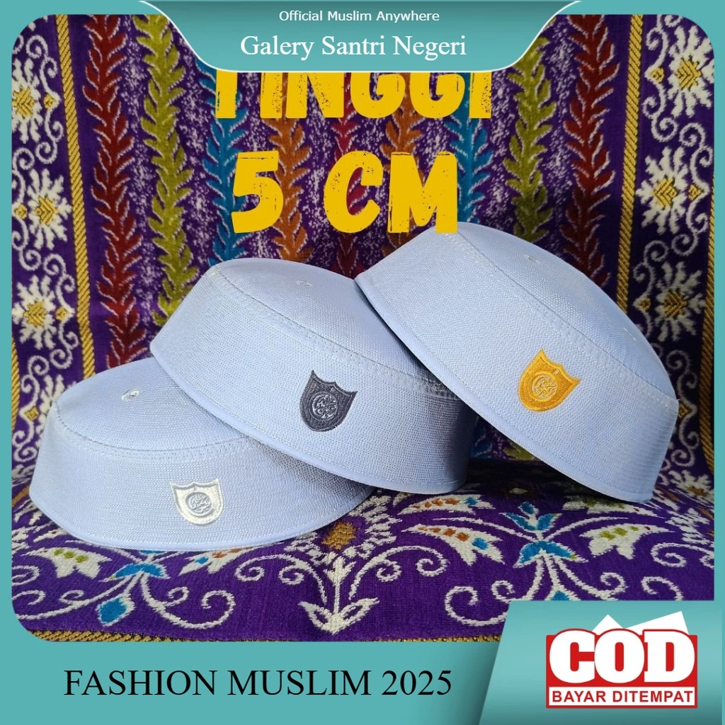 Peci kopyah Malaysia songkok kupluk haji putih tinggi 5 cm ceper