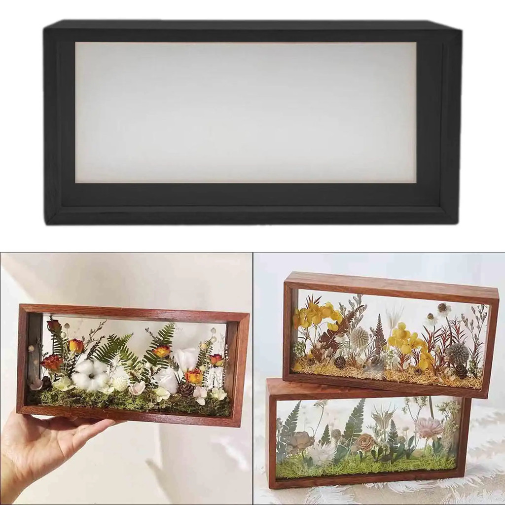 Shadow Box Frame Wooden Photo Frame Dried Flower Display Case Rectangle Acrylic Frame DIY Bouquet Bo