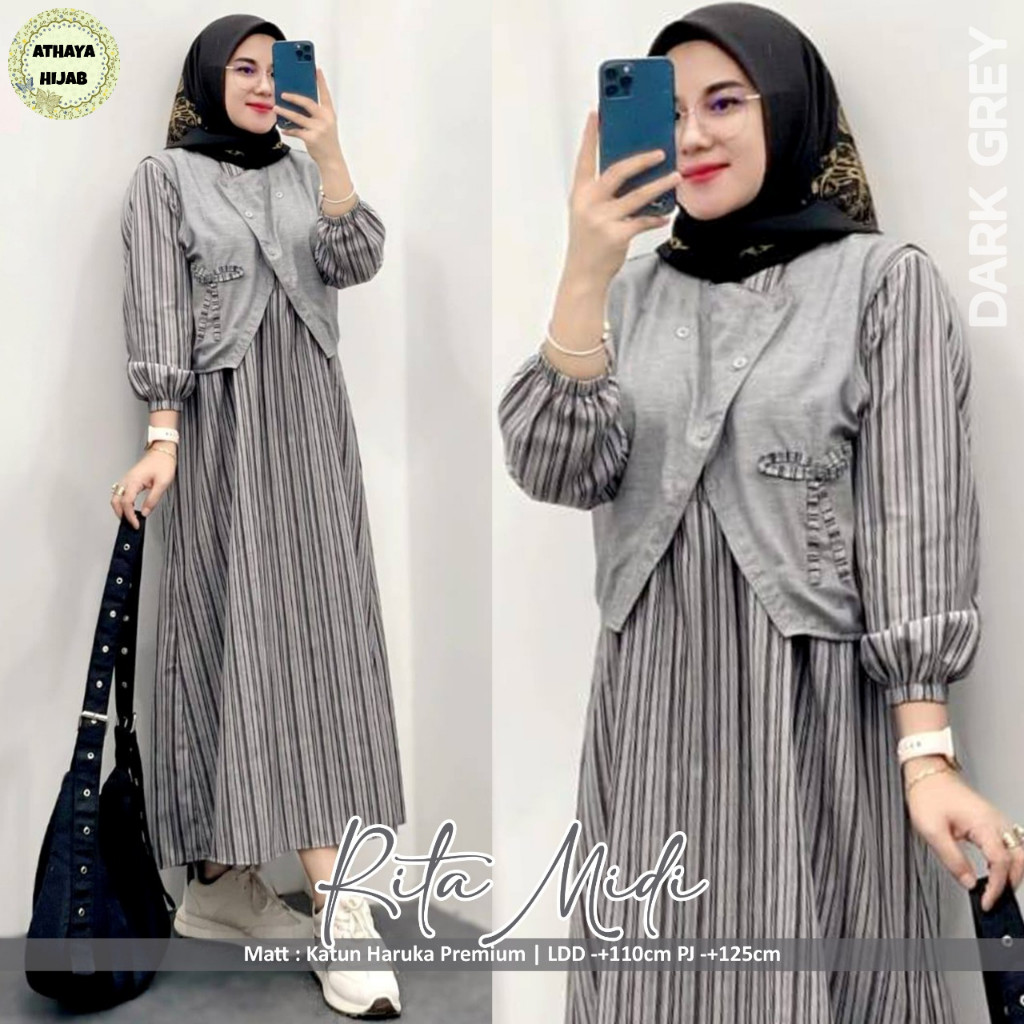 Fashion Wanita HQ  RITA MIDI DRESS From AtHAYA
