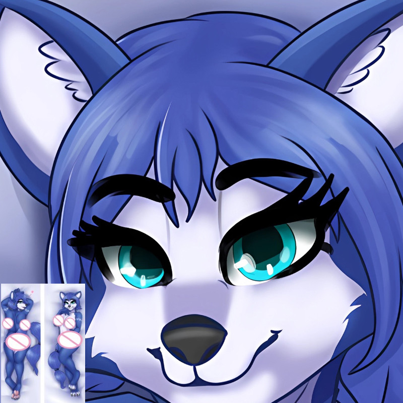 Fluffy Orcus Krystal Foxy Furry Anime Dakimakura Pillowcase Double-sided Print Hugging Body Pillow C