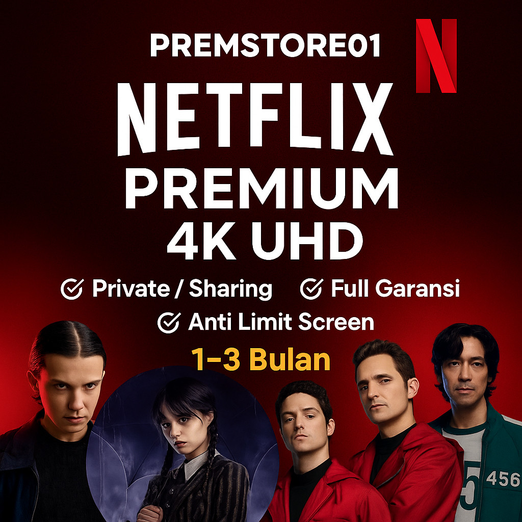 Netflix Premium 4K UHD – Private & Sharing – Garansi Full – Anti Limit Screen – 1/2/3 Bulan