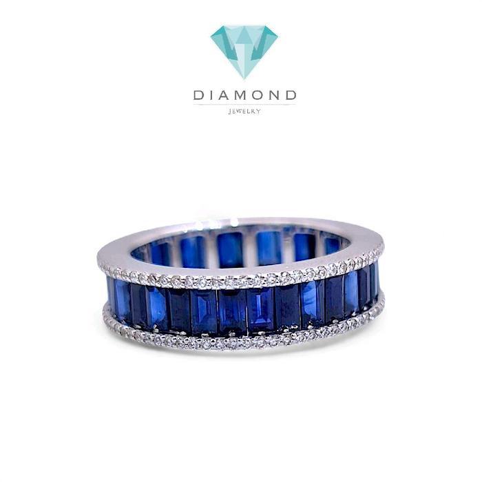 Blue Sapphire Full Diamond Ring 18K / Cincin Blue Sapphire Full Berlian / Diamond Jewelry-1BA543SDNE