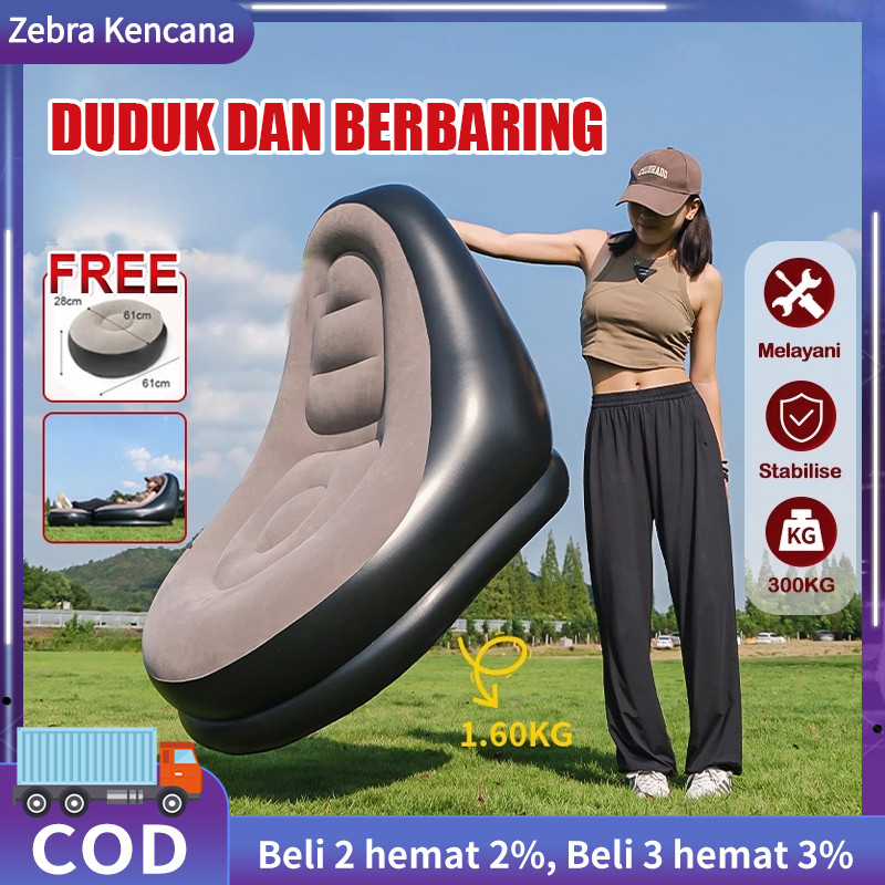 Sofa angin jumbo Sofa Santai Angin Portable Sofa Tiup Dengan Sandaran kasur Angin free pompa Bed Ang
