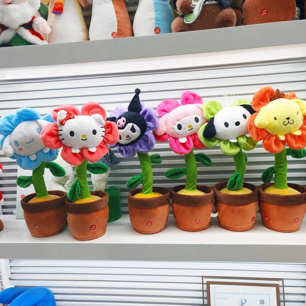 Sanrio Anime Music Potted Plant Rechargeable Sing Dancing Recording Talk Hello Kitty Twist Flower Po