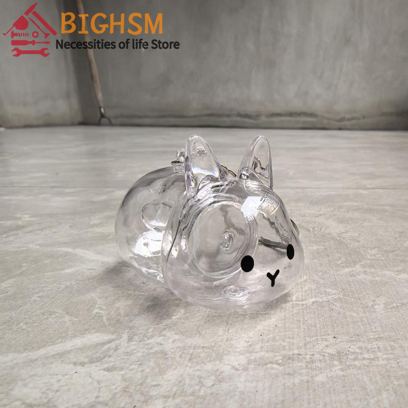 Cartoon Pet Hair Memorial Transparent Storage Box Keyring Cute Animal Rabbit Fur Organizer Keychain 