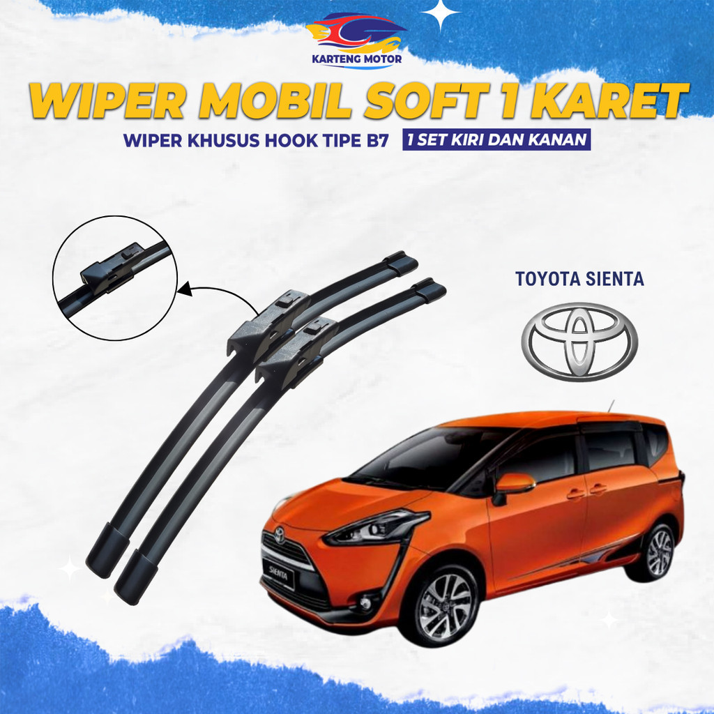 Wiper Blade Toyota Sienta Frameless Pembersih Kaca Depan Mobil 1 Set Kiri dan Kanan