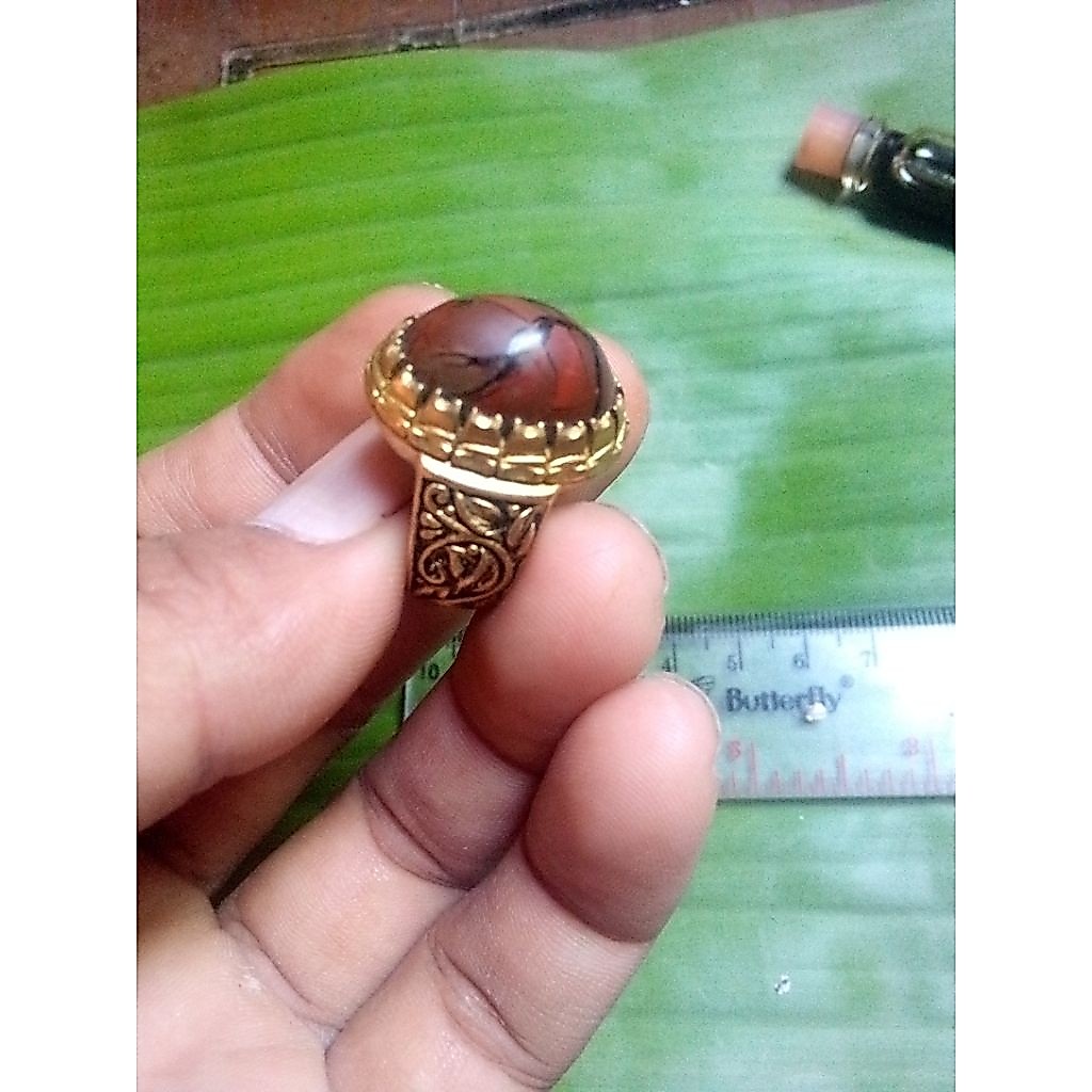 Batu lirang bang merah hati motif petir unik