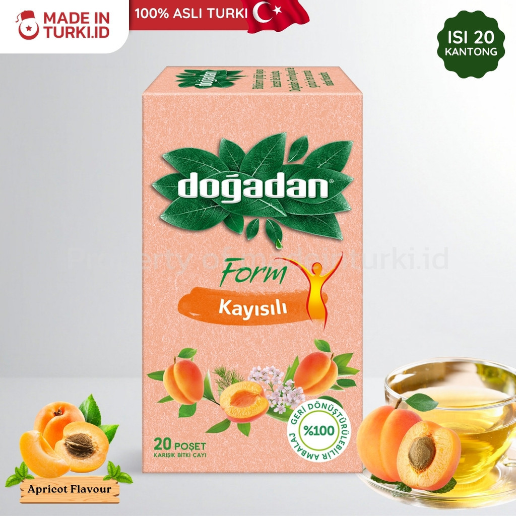 Dogadan Form Kayisili 20 Tea Bag  Dogadan Teh Sehat Diet Turki Buah Apricot  - 100%  Turki