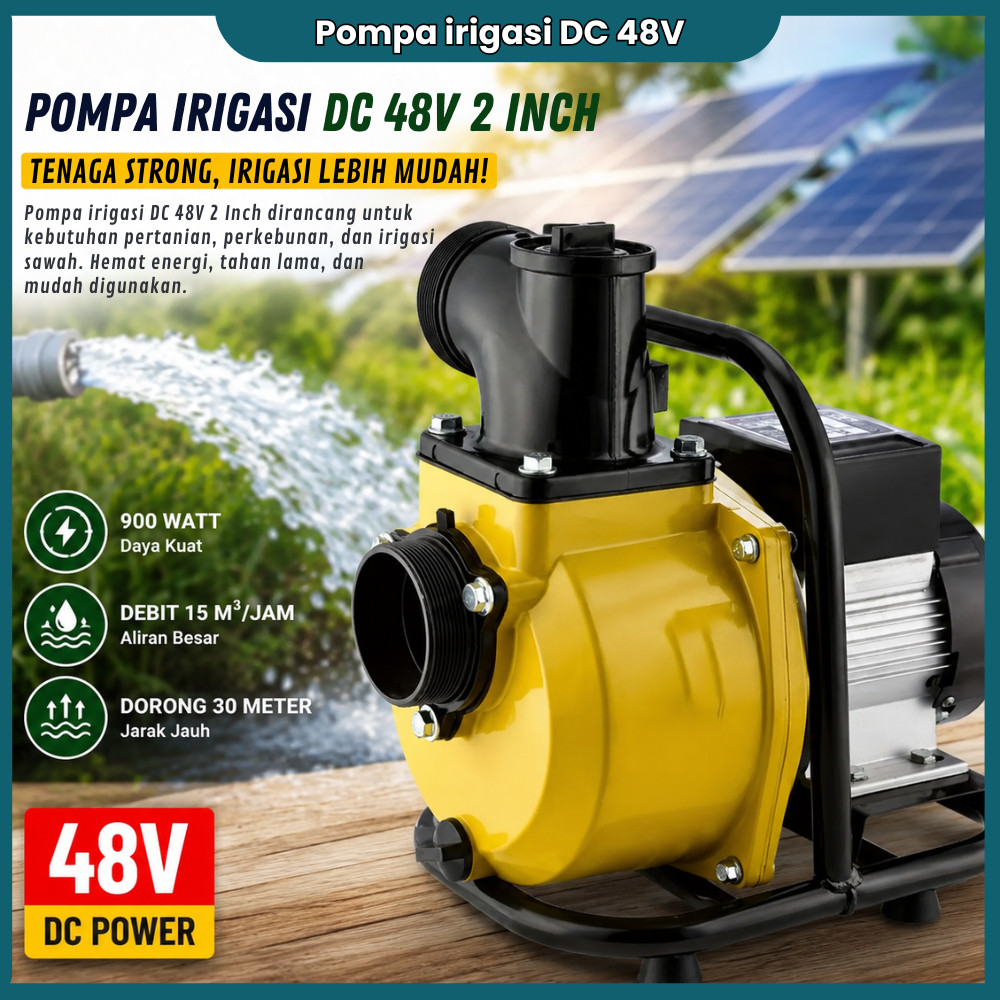 Pompa Alkon DC 48V Pompa Irigasi Sawah Tenaga Surya Pompa Air Aki Solar Panel Pertanian High Pressur