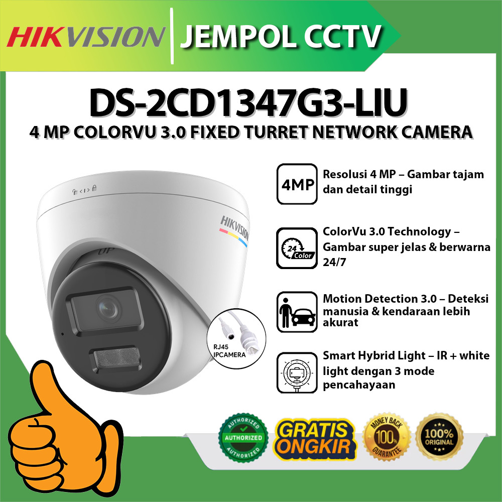 HIKVISION DS-2CD1347G3-LIU 4MP COLORVU 3.0 FIXED TURRET NETWORK CAMERA