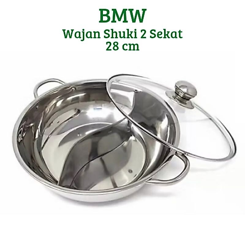 WAJAN SHUKI 28cm 2 Sekat Panci Sekat Panci Shabu Wajan Stainless Besar