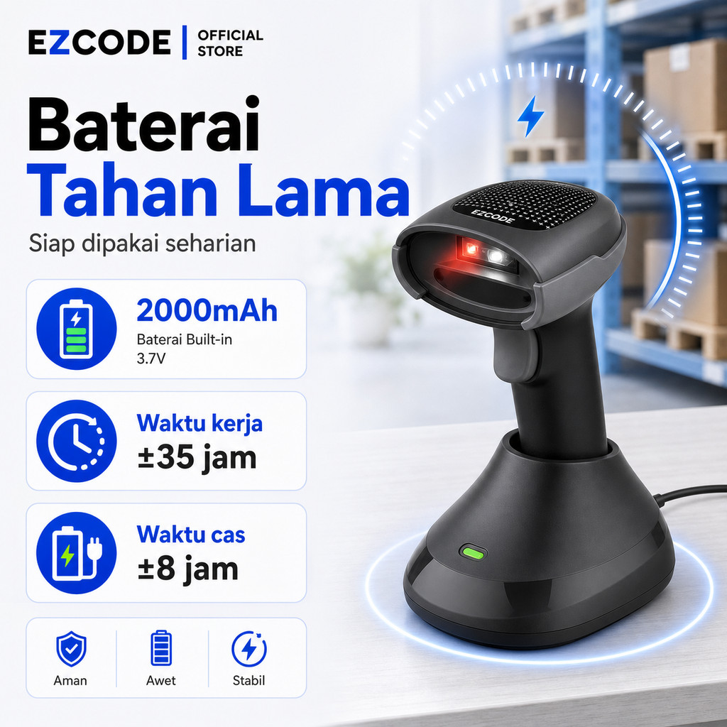 Barcode Scanner Cordless 1D 2D 2025 Terbaru Support  Wireless Bluetooth Cocok Untuk Scan Barcode Pro