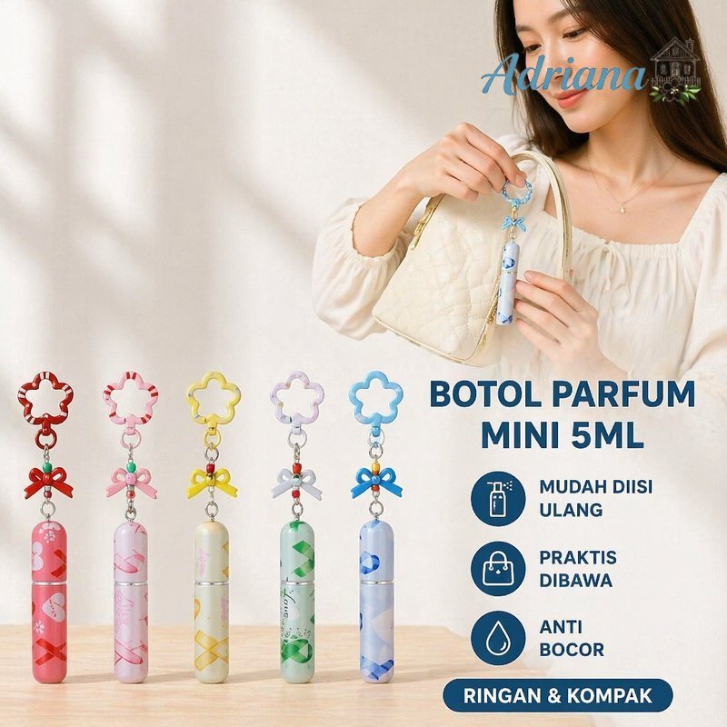 Botol Parfum Refill Portabel 5Ml Botol Semprot Mini Gantungan Kunci Bulu Lucu Aesthetic