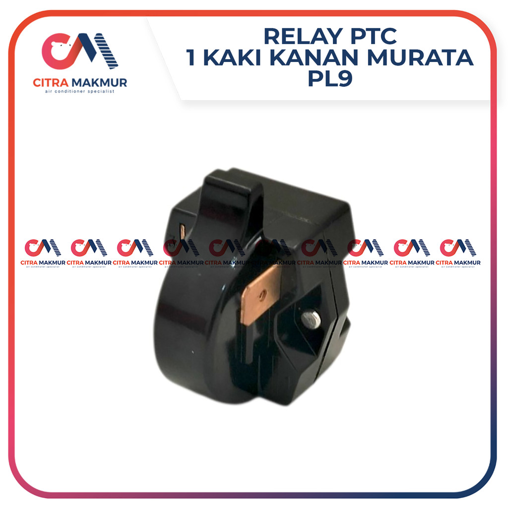 Relay PTC 1 Kaki Kanan Atas Murata Body Besar Hitam Kompresor Freezer 1 Pin Terminal Starting