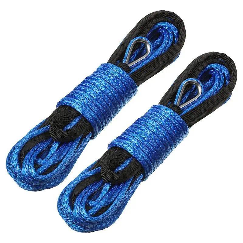 2Piece Winch Line Cable Rope 14 Inch X 50 Feet UV Resistant For UTV ATV Winch Truck Supplies BlueA54