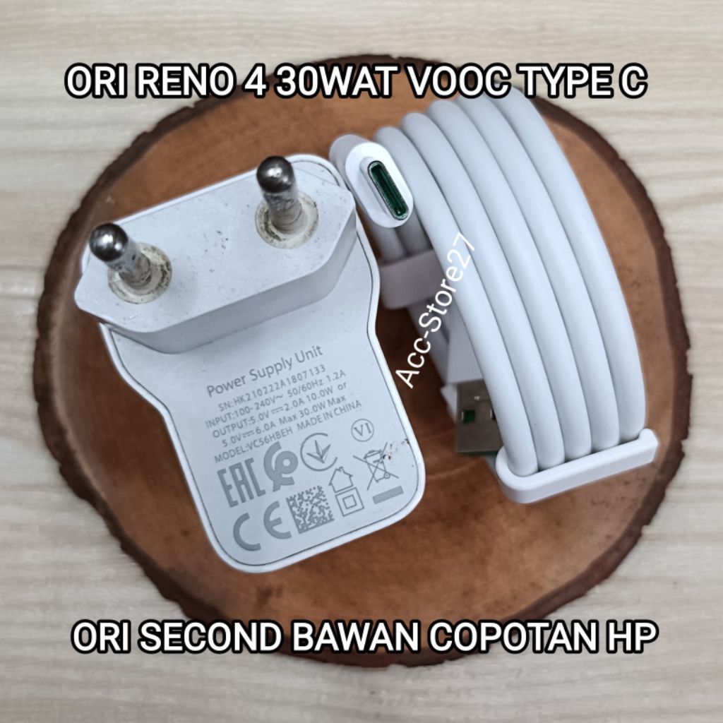 Charger ORI Opo Bawan Reno 4 Reno 5F Dll 30Wat VOOC Second 100% ORI Copotan HP