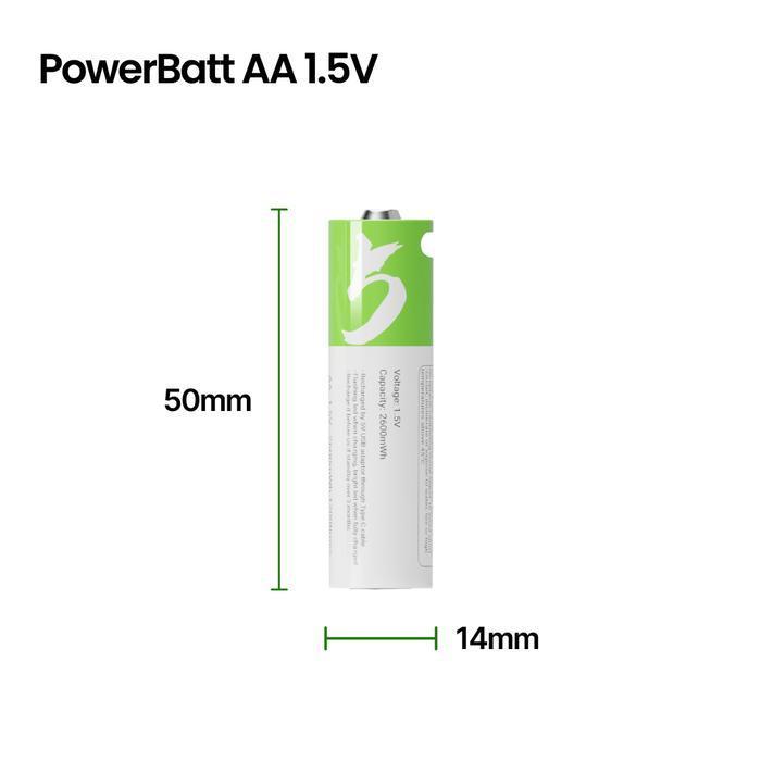 Baterai Cas Isi Ulang Smartoools PowerBatt AA 1.5V Type-C USB - Baterai AA, 1pcs Baterai
