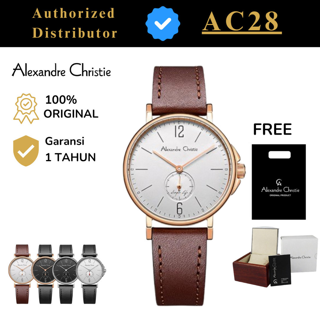 Jam Tangan Wanita Alexandre Christie AC 8458 / ac8458 / 8458 Leather Original
