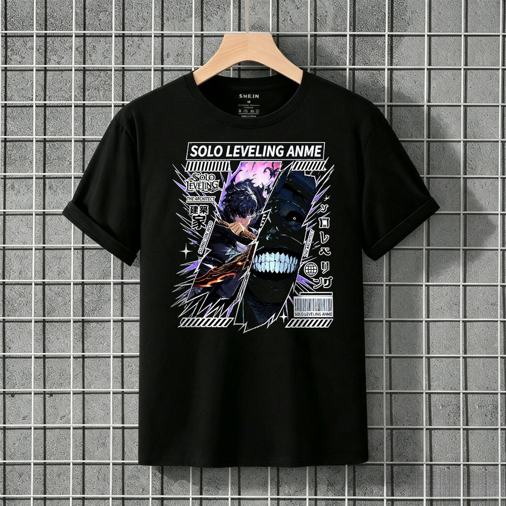 Kaos Pria Remaja Dewasa Dengan Sablon Kaos Tema Anime Menampilkan Pendekar Rambut Hitam Berpedang Se