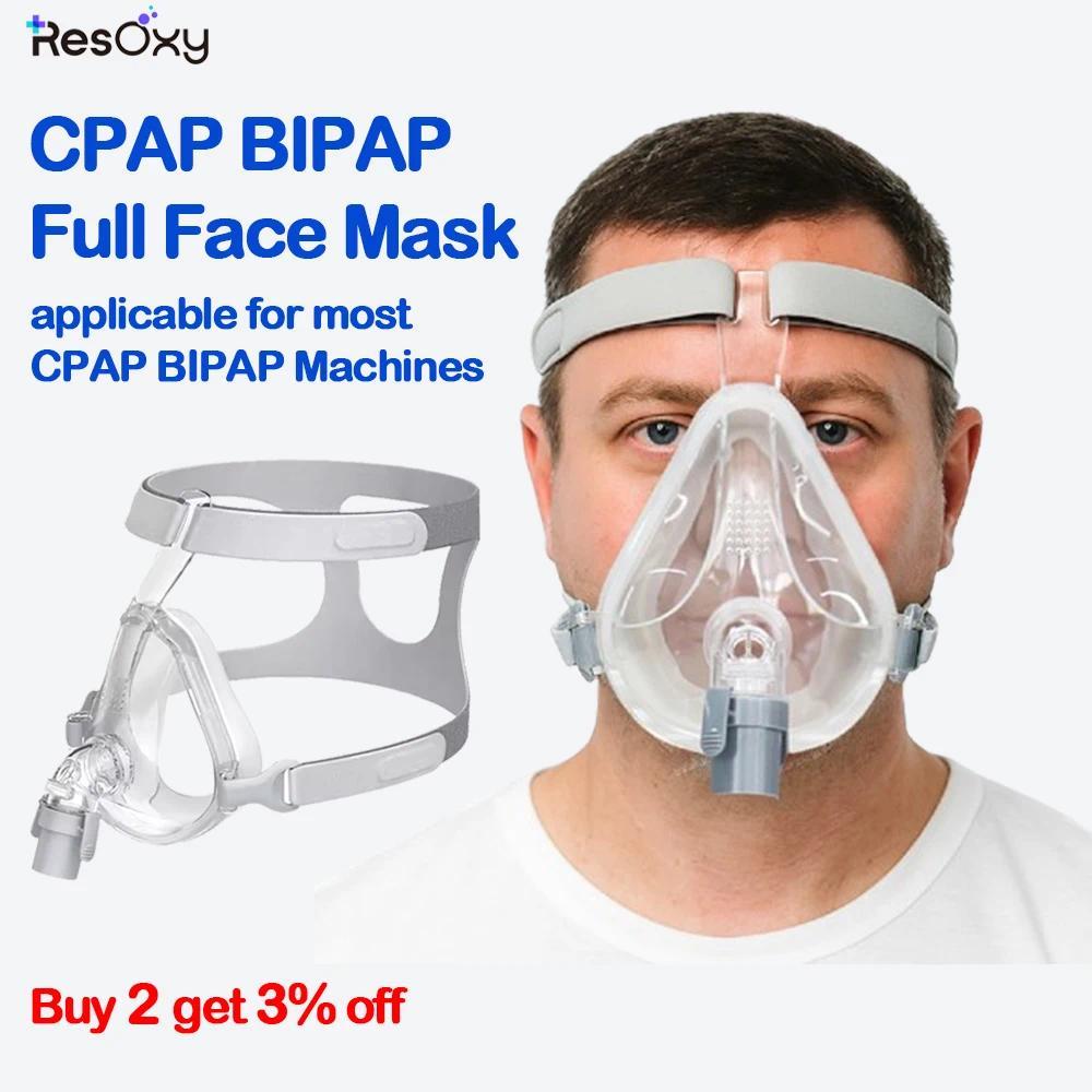 Resoxy FM3 CPAP Mask for Sleep Apnea Full Face Mask for CPAP BiPAP Machine Anti Snoring Full Mask wi