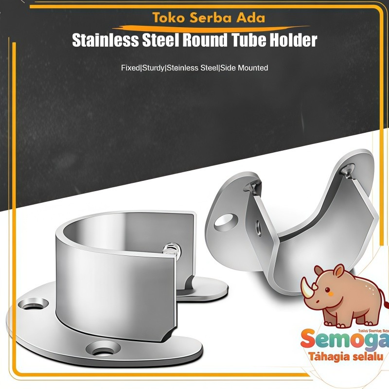 Bracket Tiang Gorden Stainless Steel, Dudukan Rel Gorden, Penyangga Tiang Gorden Model Tetap