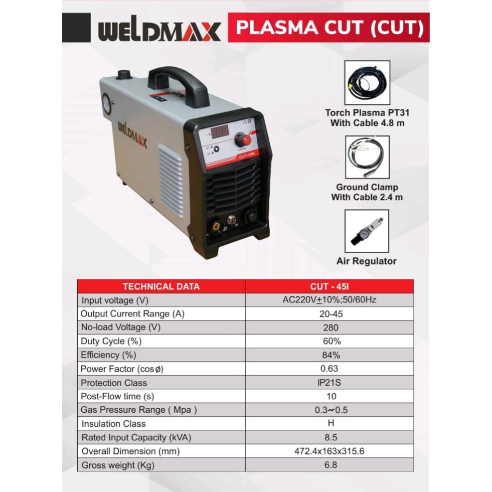 WELDMAX MESIN LAS CUTTING PLASMA CUT45 POTONG BESI STAINLESS CUT 45 MESIN PLASMA DAN BISA COD
