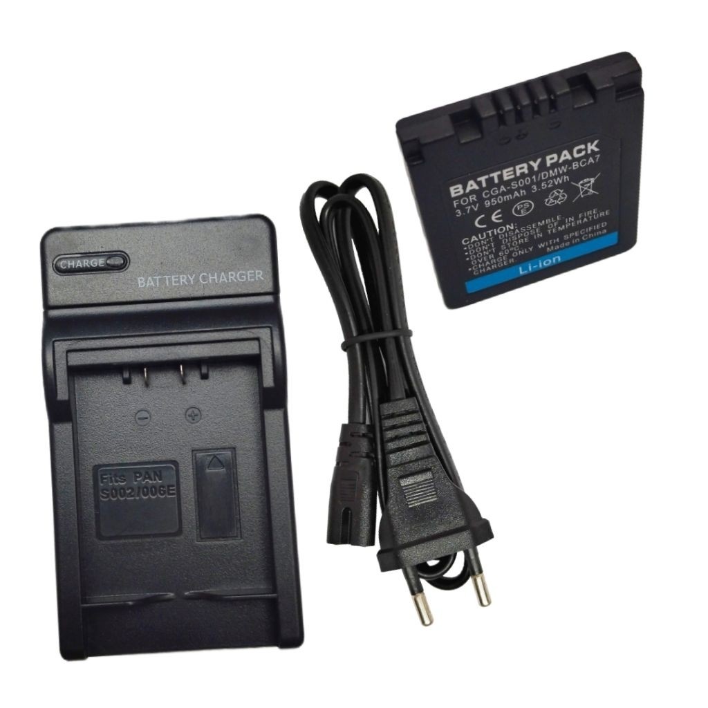 (Reverie-) PAKETAN Baterai + Charger Kamera For Panasonic CGA-S001 DMW-BCA7 Battery Carger Fx 1 5 S0