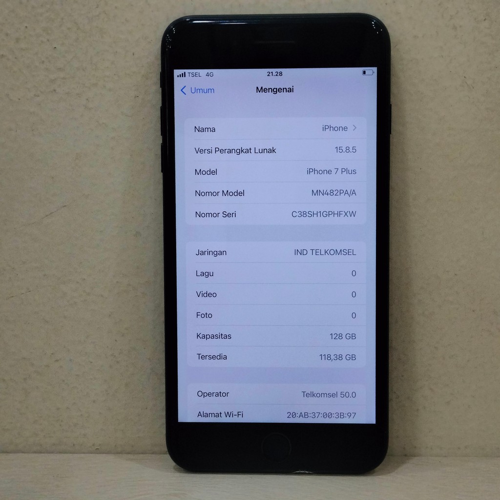 (HFXW-88) IPHONE 7 PLUS RAM 128GB (IBOX) PA/A, BATANGAN NO CHARGER "170632"