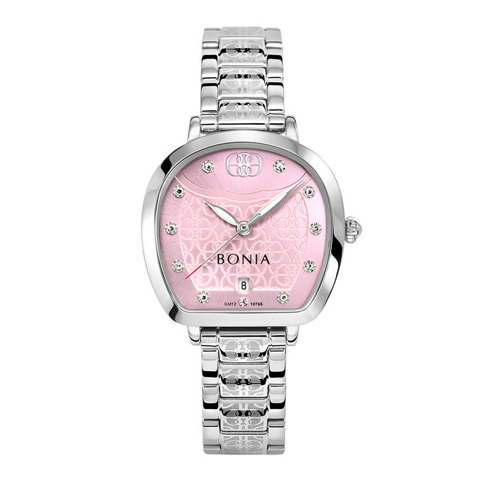 Jam Tangan Wanita Bonia B10765-2377 Sonia Pink Dial Silver Stainless Steel Strap Analog Original