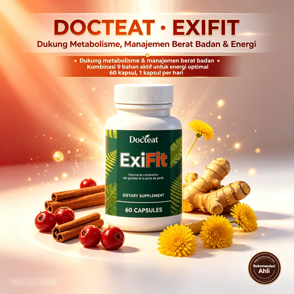Docteat ExiFit 60 Kapsul, Ekstrak Guarana & Kayu Manis untuk Dukung Metabolisme, Manajemen Berat Bad